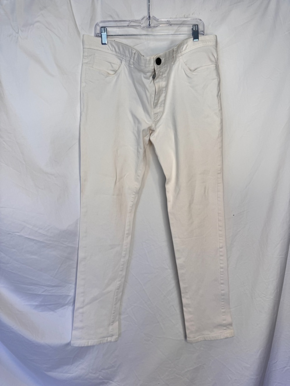 Brioni Italian Men’s White Jeans Logo Zipper